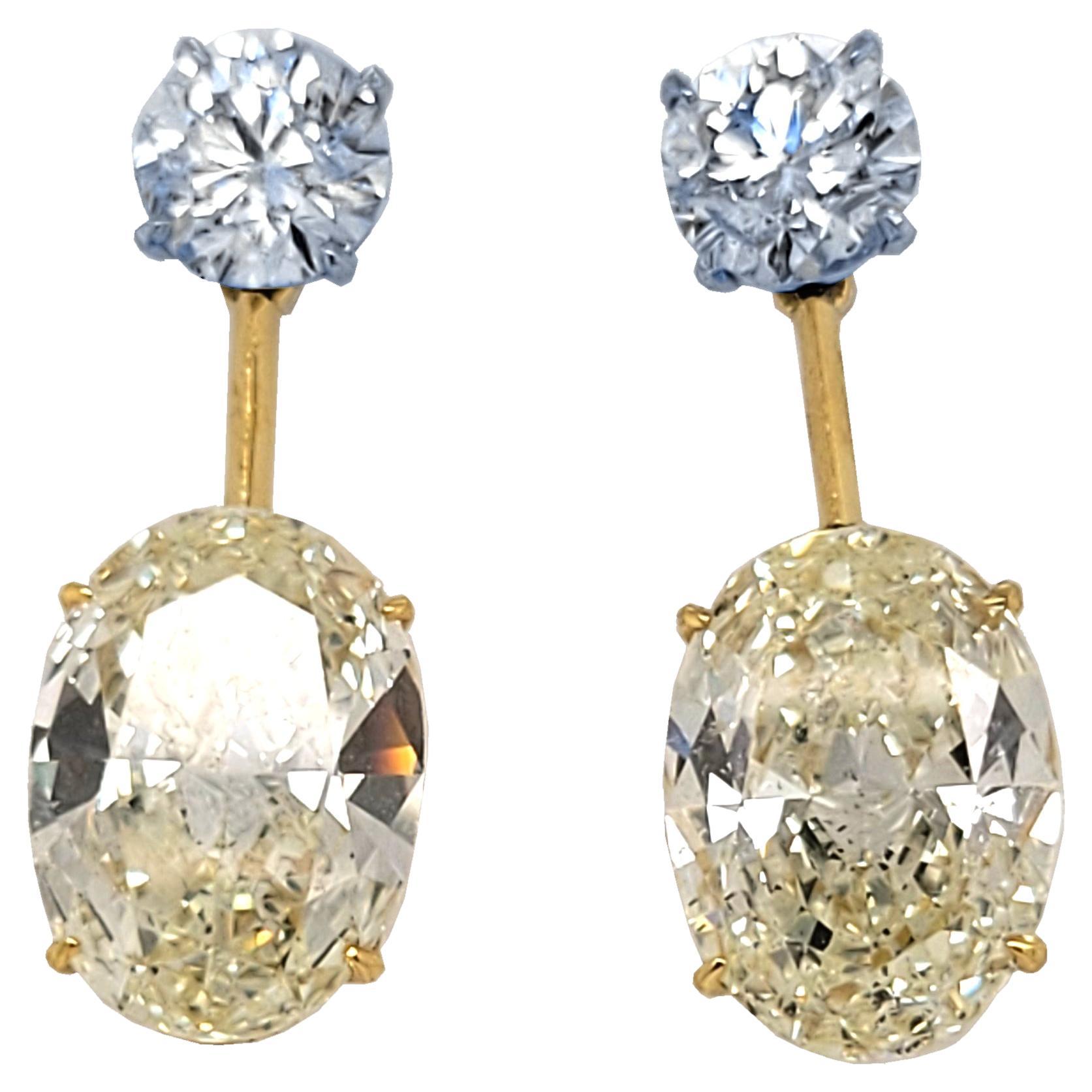 EGL Certified 10.02 Ct Oval Earrings in 18K Gold with 2.33 Ct Diamonds