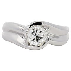 EGL Certified 1.01 Carat Round F-G/SI3 Diamond Platinum Bypass Engagement Ring