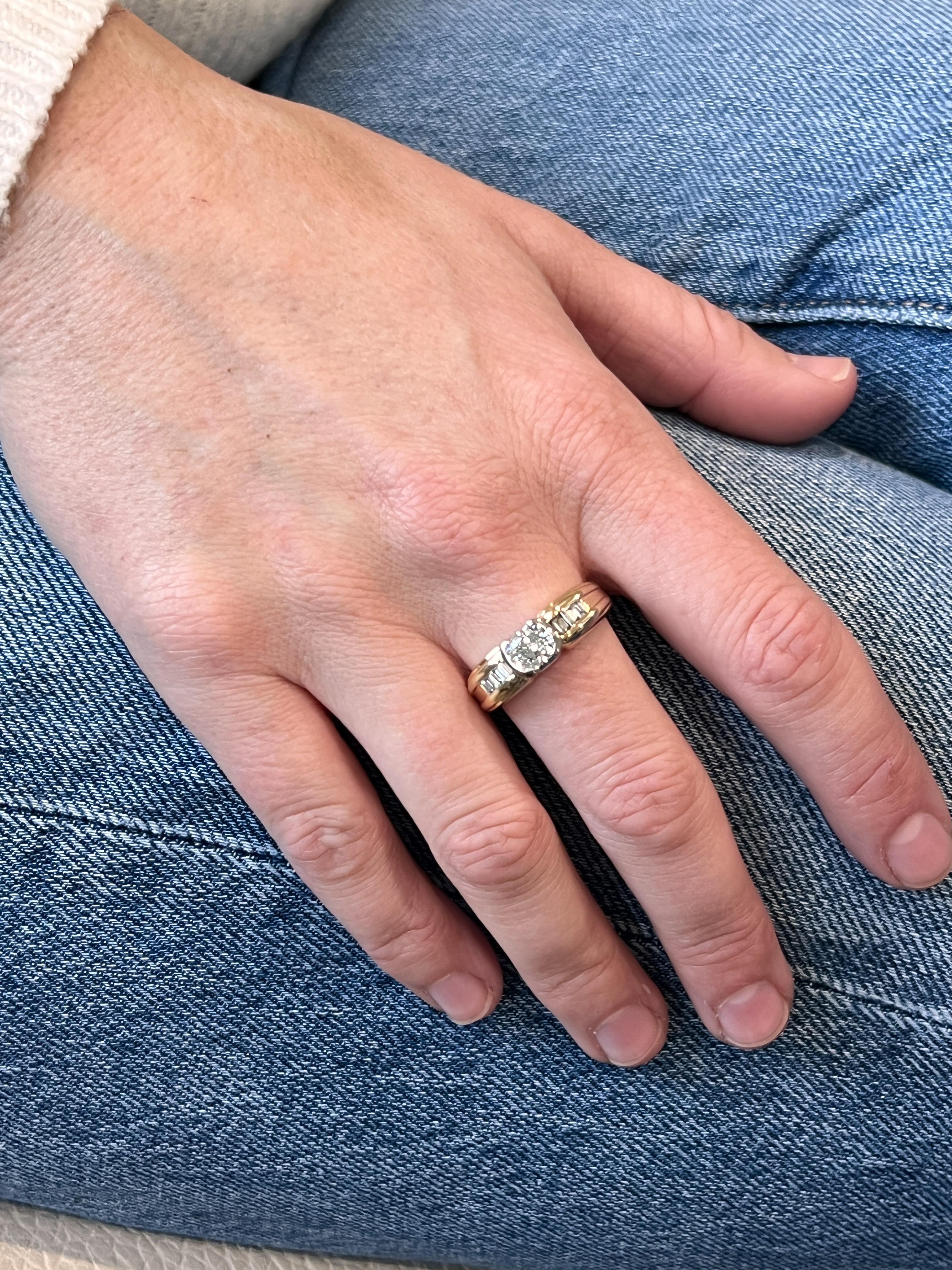 Anello nuziale/di rappresentanza in oro giallo 14k con diamante bicolore certificato EGL da 1,02 carati in vendita 3