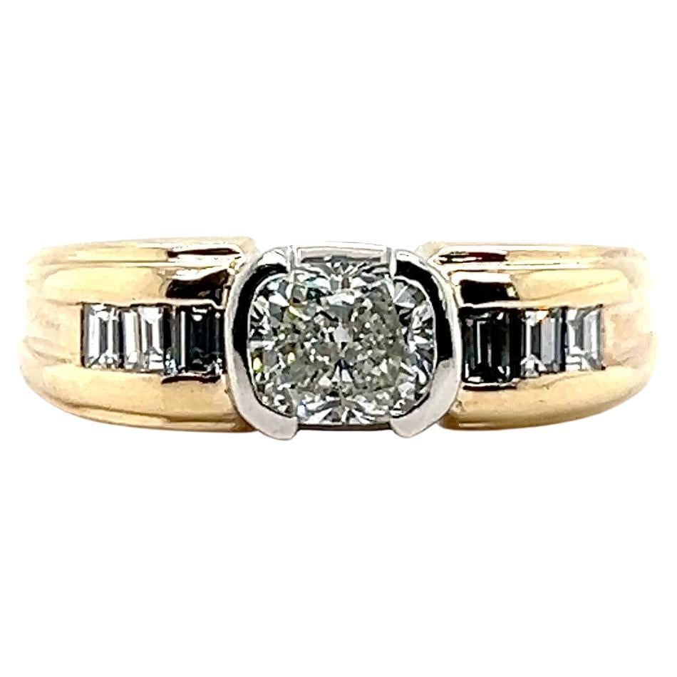 EGL Certified 1.02 Carat Diamond Two Tone 14k Yellow Gold Wedding/Statement Ring