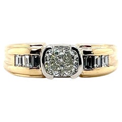 EGL Certified 1.02 Carat Diamond Two Tone 14k Yellow Gold Wedding/Statement Ring