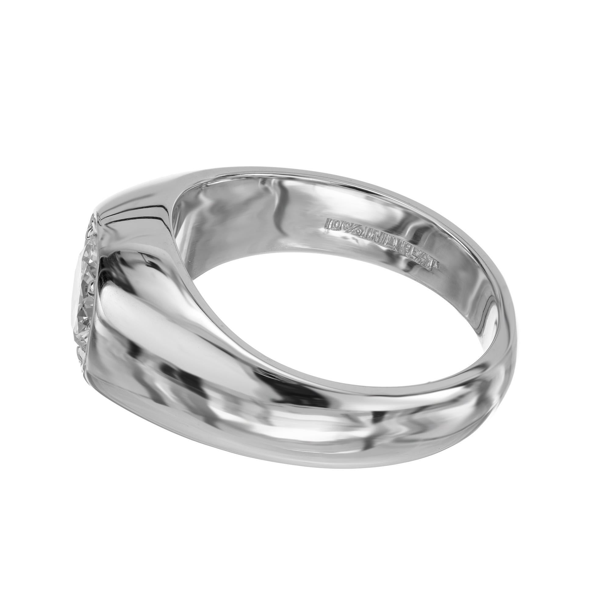Women's EGL Certified 1.02 Carat Round Diamond Platinum Gypsy Mens Ring For Sale