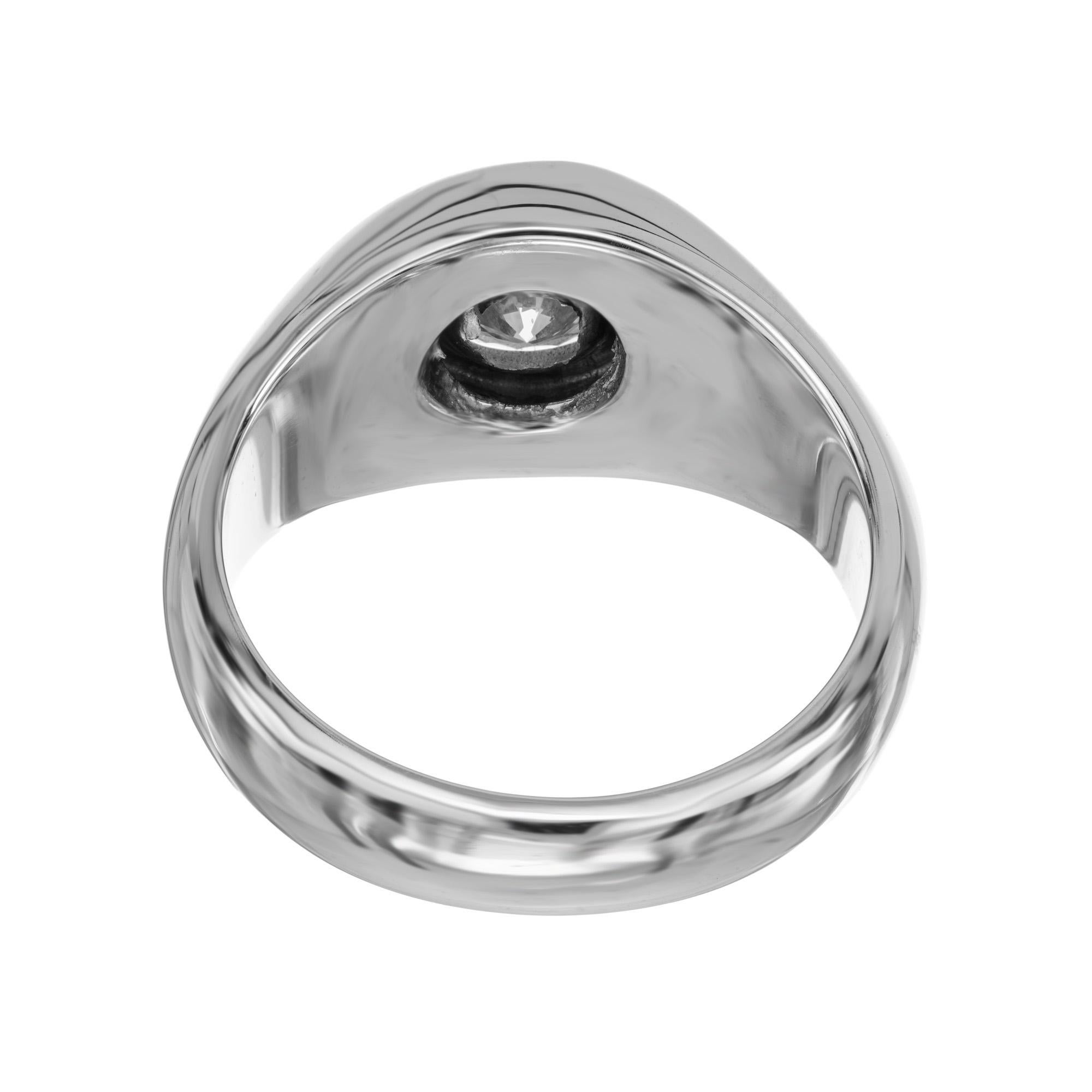 EGL Certified 1.02 Carat Round Diamond Platinum Gypsy Mens Ring For Sale 1