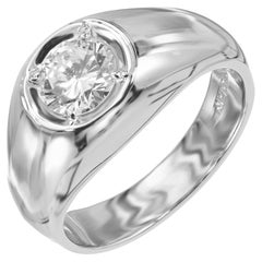 EGL Certified 1.02 Carat Round Diamond Platinum Gypsy Mens Ring