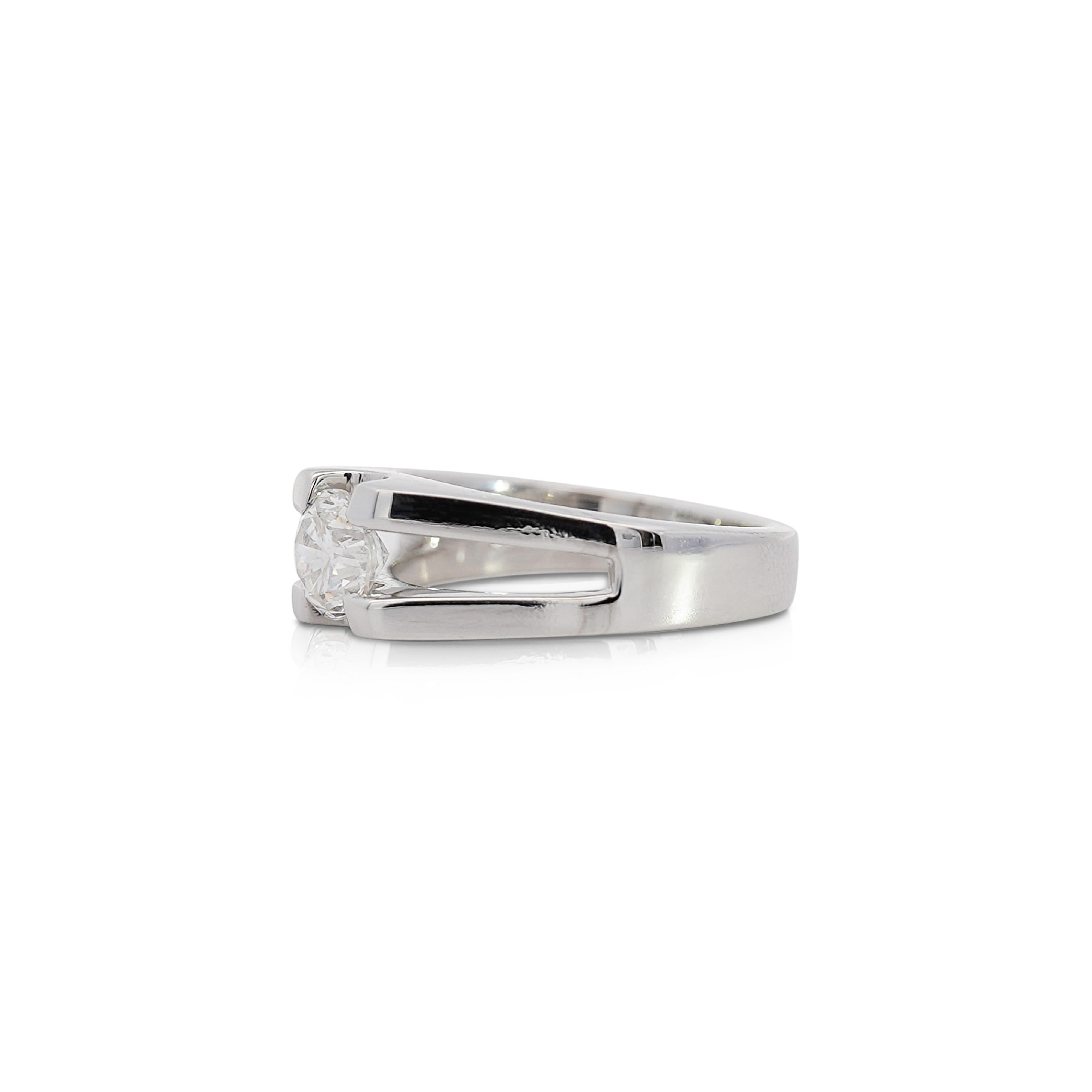 Solitärring, EGL-zertifizierter 1,03 Karat Diamant im Rundschliff Platin mit geteiltem Formschliff im Angebot 5
