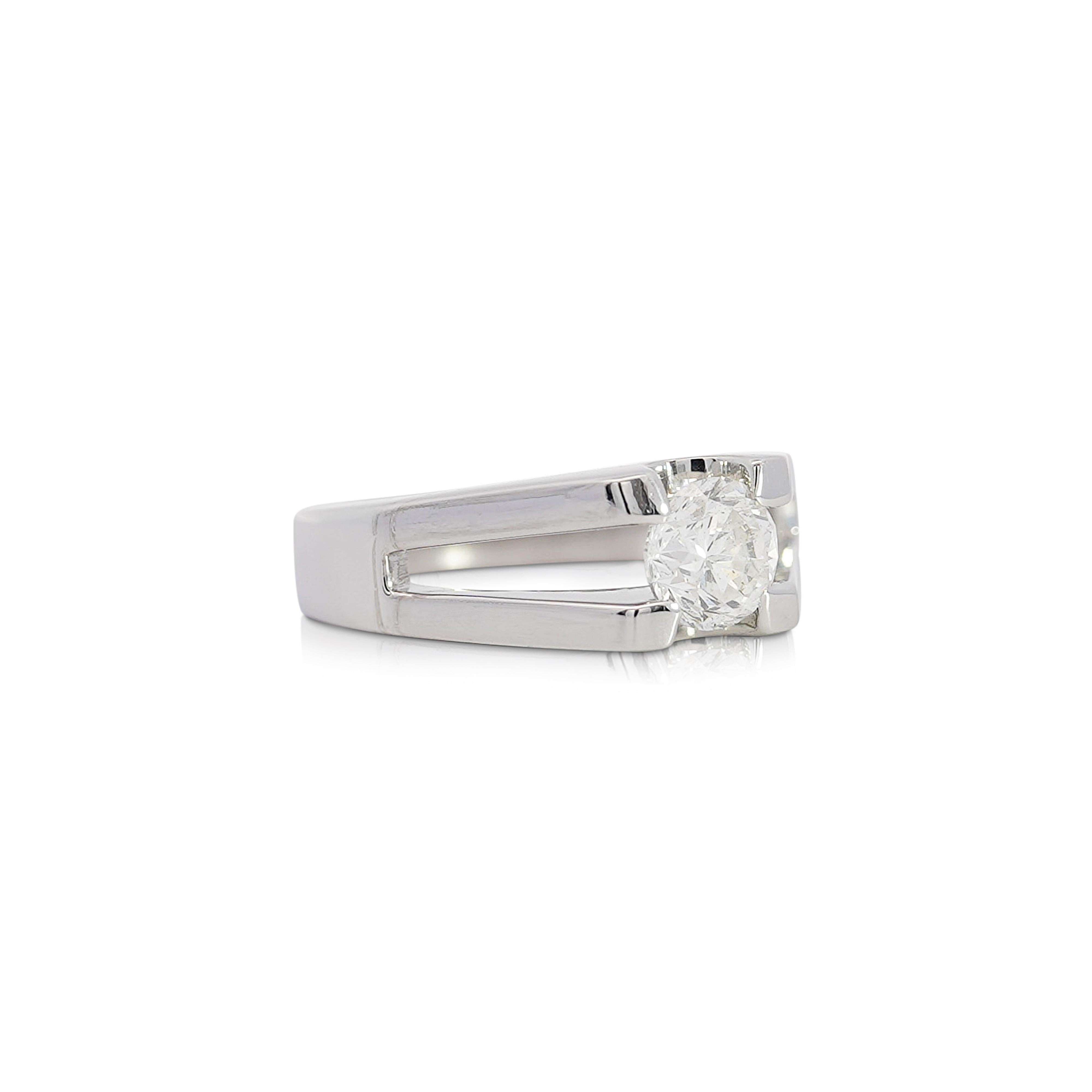 Anello solitario con diamante taglio rotondo in platino con gambo diviso, certificato EGL da 1,03 carati in vendita 5