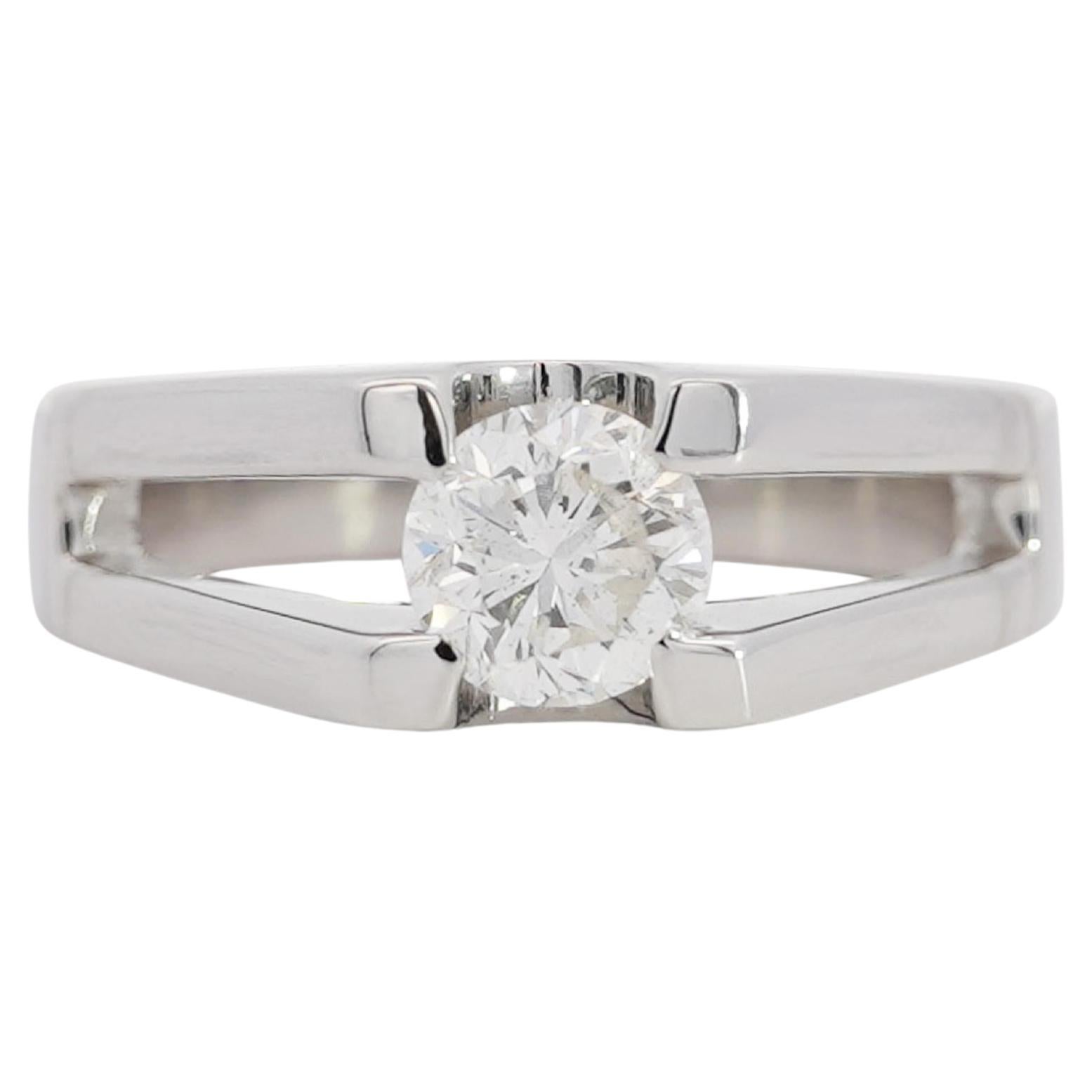 EGL Certified 1.03 Carat Round Cut Diamond Platinum Split-Shank Solitaire Ring
