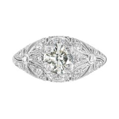 EGL Certified 1.03 Carat Transitional Cut Diamond Platinum Dome Engagement Ring