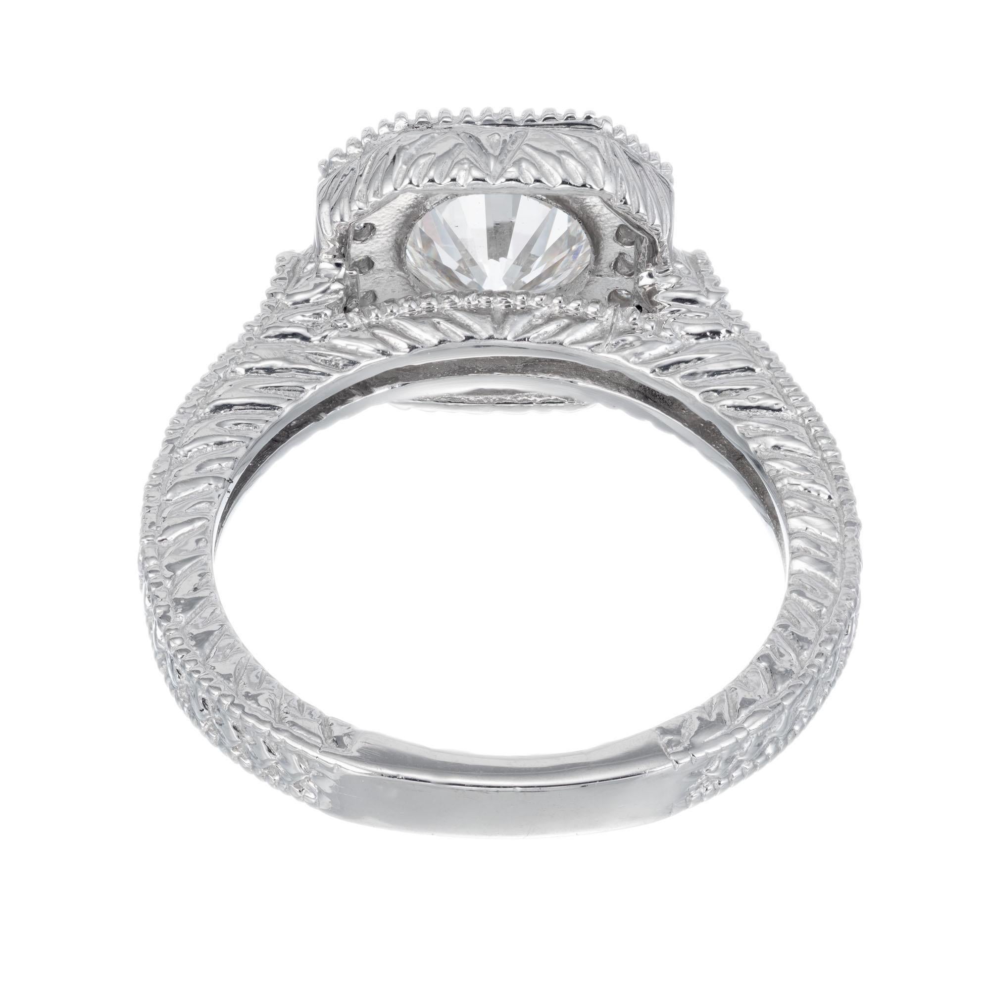 Women's EGL Certified 1.05 Carat Diamond Platinum Engagement Ring For Sale