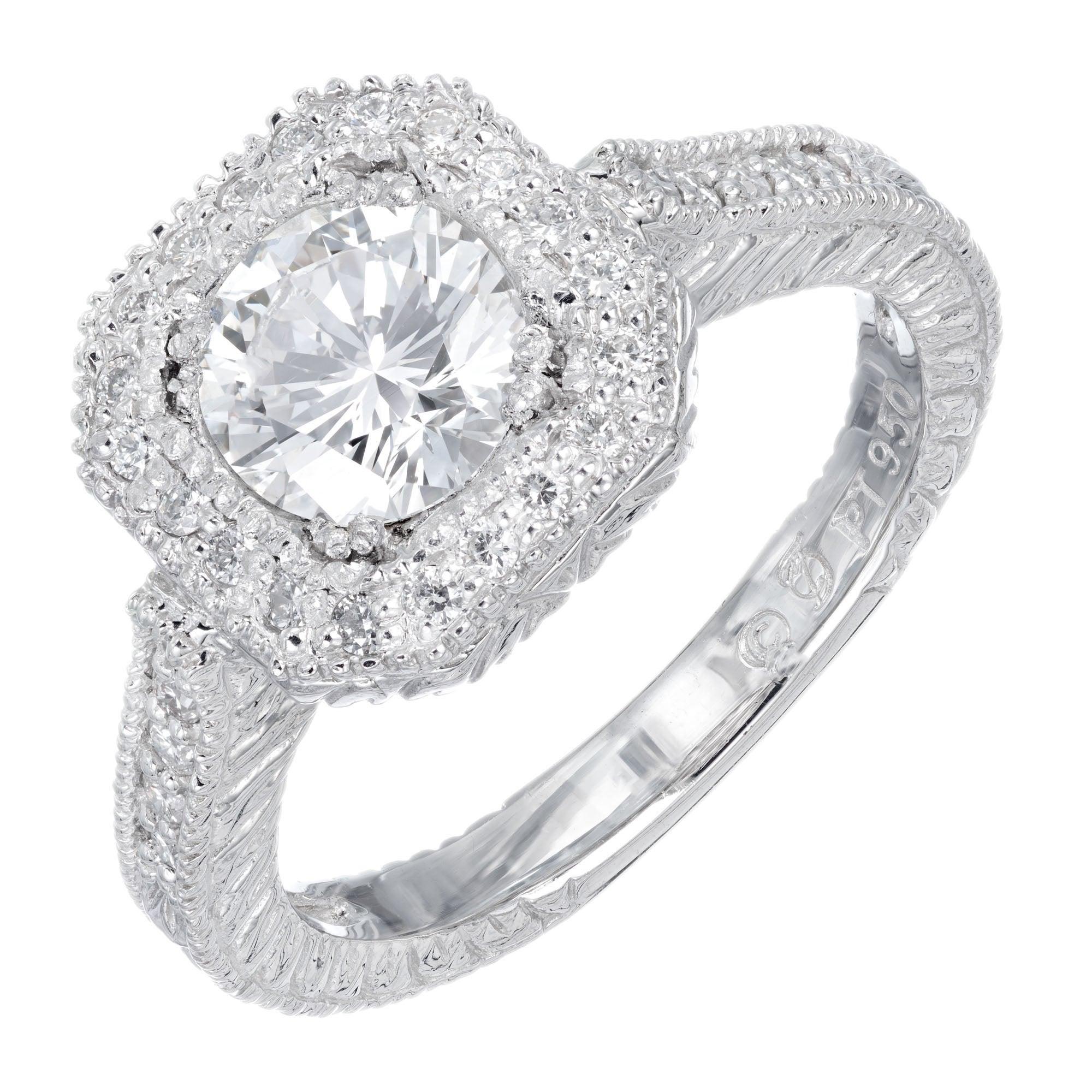 Bague de fiançailles en platine avec diamant certifié EGL de 1,05 carat en vente