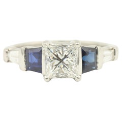 EGL Certified 1.05 Carat Diamond & Sapphire Modern Platinum Engagement Ring