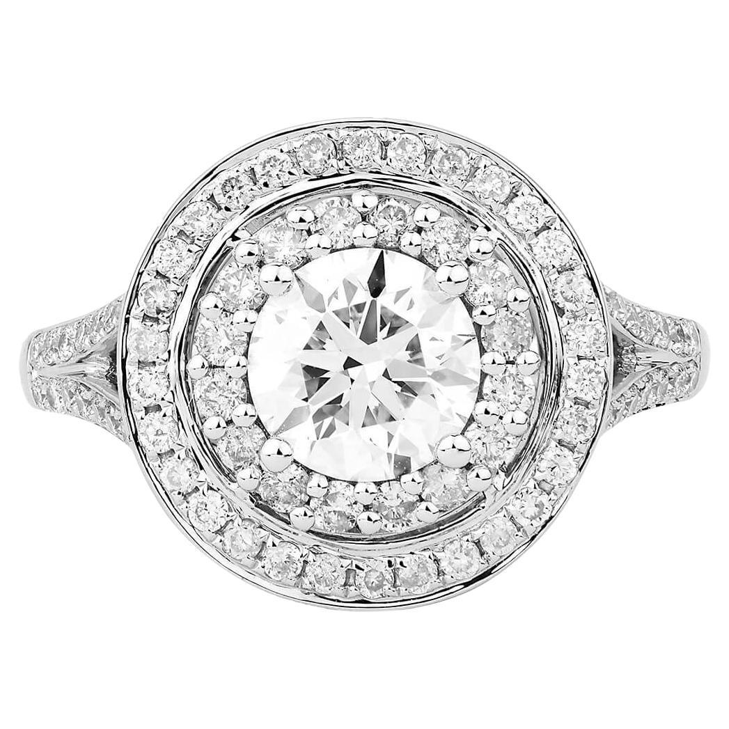 EGL Certified 1.05 Carat F-IF Diamond Ring 18K White Gold 1.81 Carats TW! For Sale