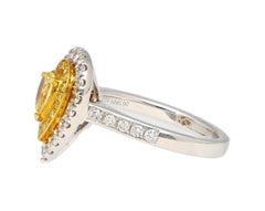 EGL Certified 1.05 Carat Fancy Vivid Yellow Diamond Pear Shape Ring
