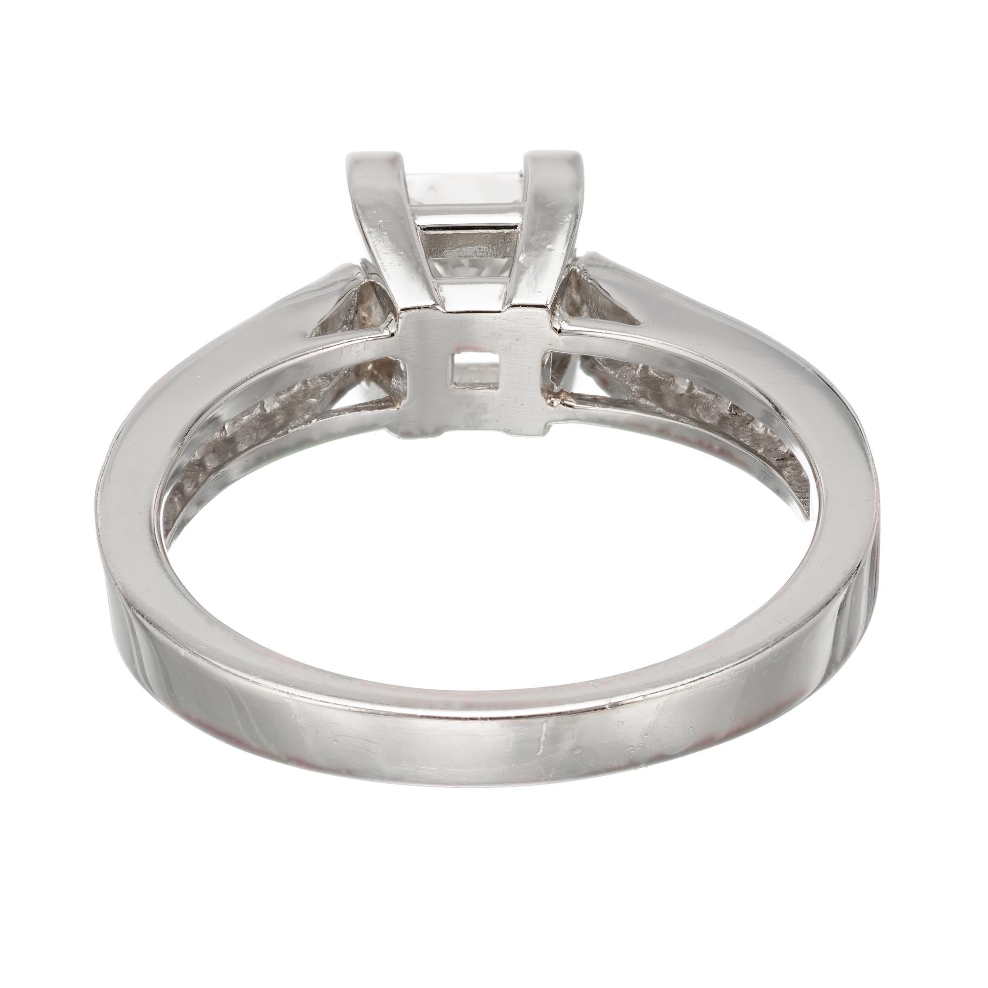 Egl Certified 1.05 Princess Cut Diamond Channel Set Platinum Engagement Ring 1