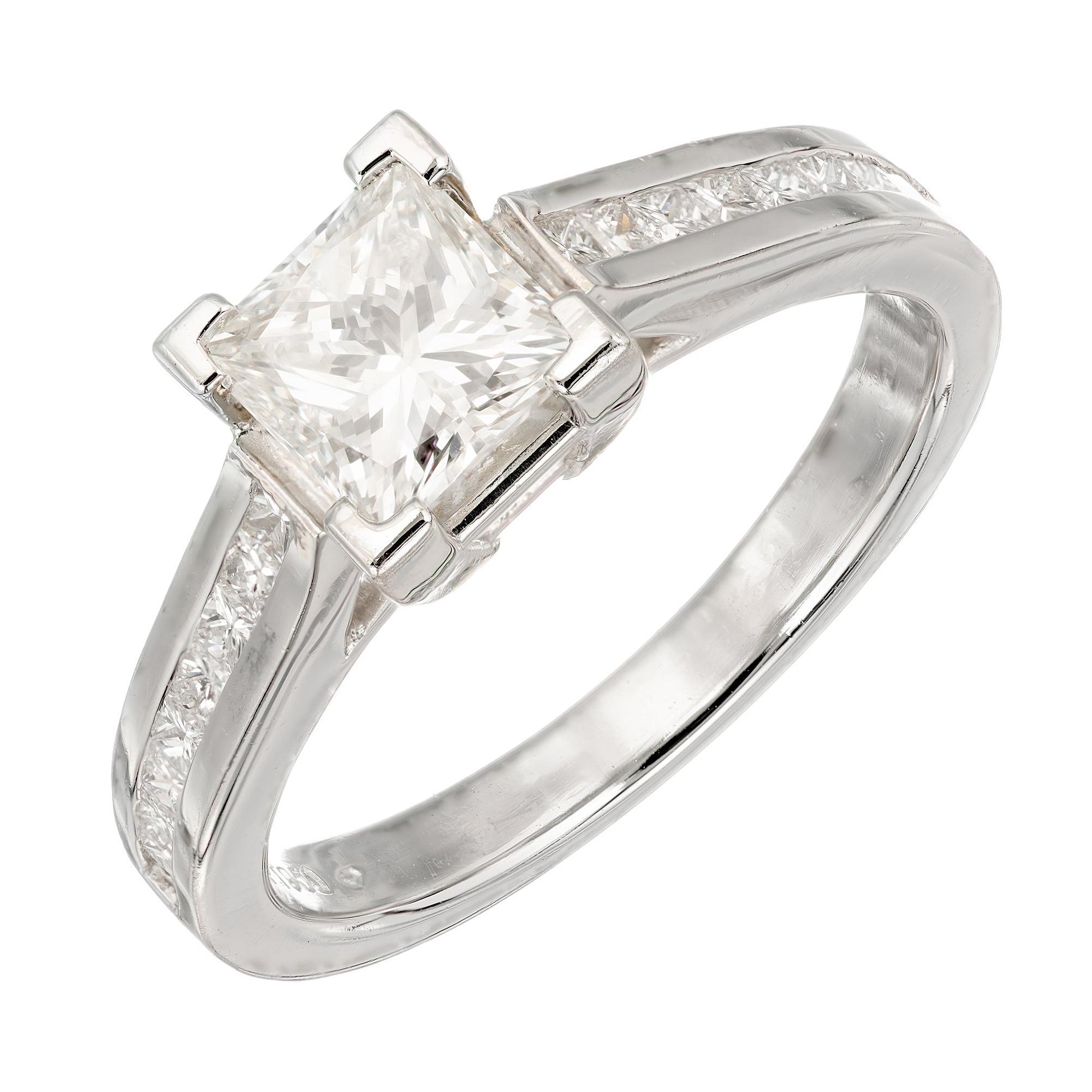 Egl Certified 1.05 Princess Cut Diamond Channel Set Platinum Engagement Ring
