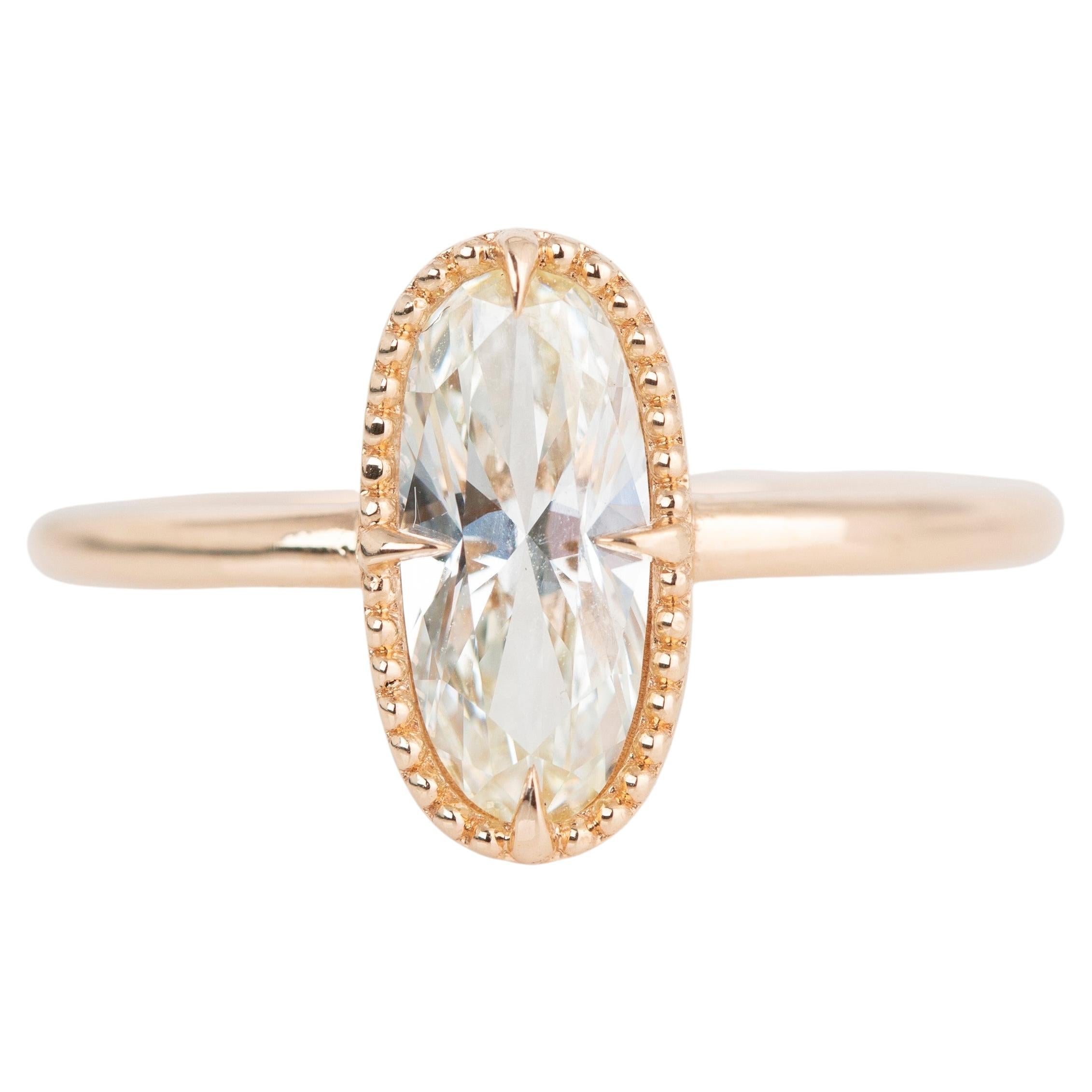 EGL Certified 1.06 Carat Moval Cut 14K Gold Solitaire Engagement Ring
