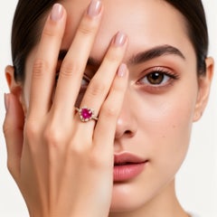 EGL Certified 1.09 Carat Heart-Shaped Ruby & Diamond Ring in 18K Gold