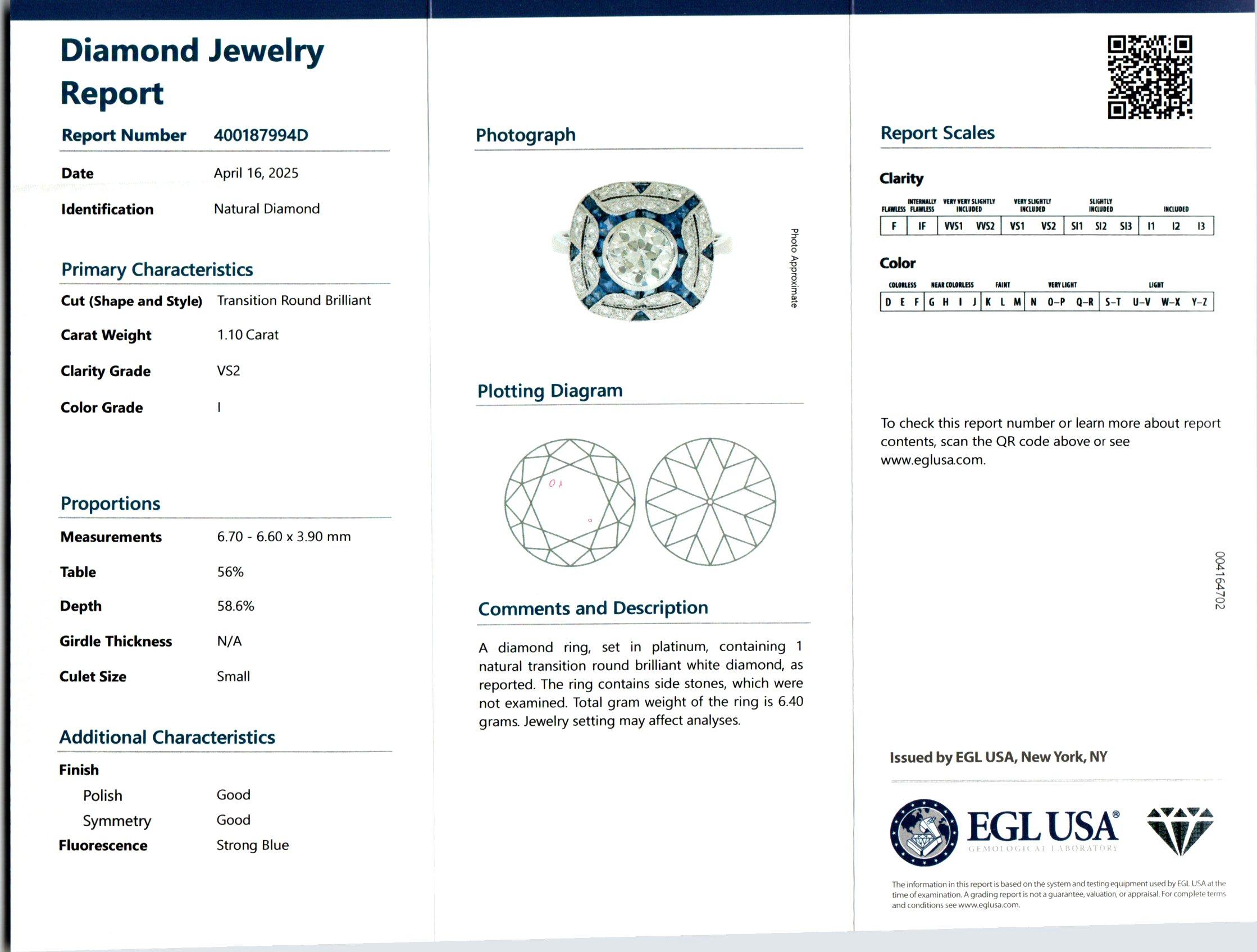 EGL zertifiziert 1,10 Karat Diamant Saphir Art Deco Platin Verlobungsring im Zustand „Gut“ im Angebot in Stamford, CT