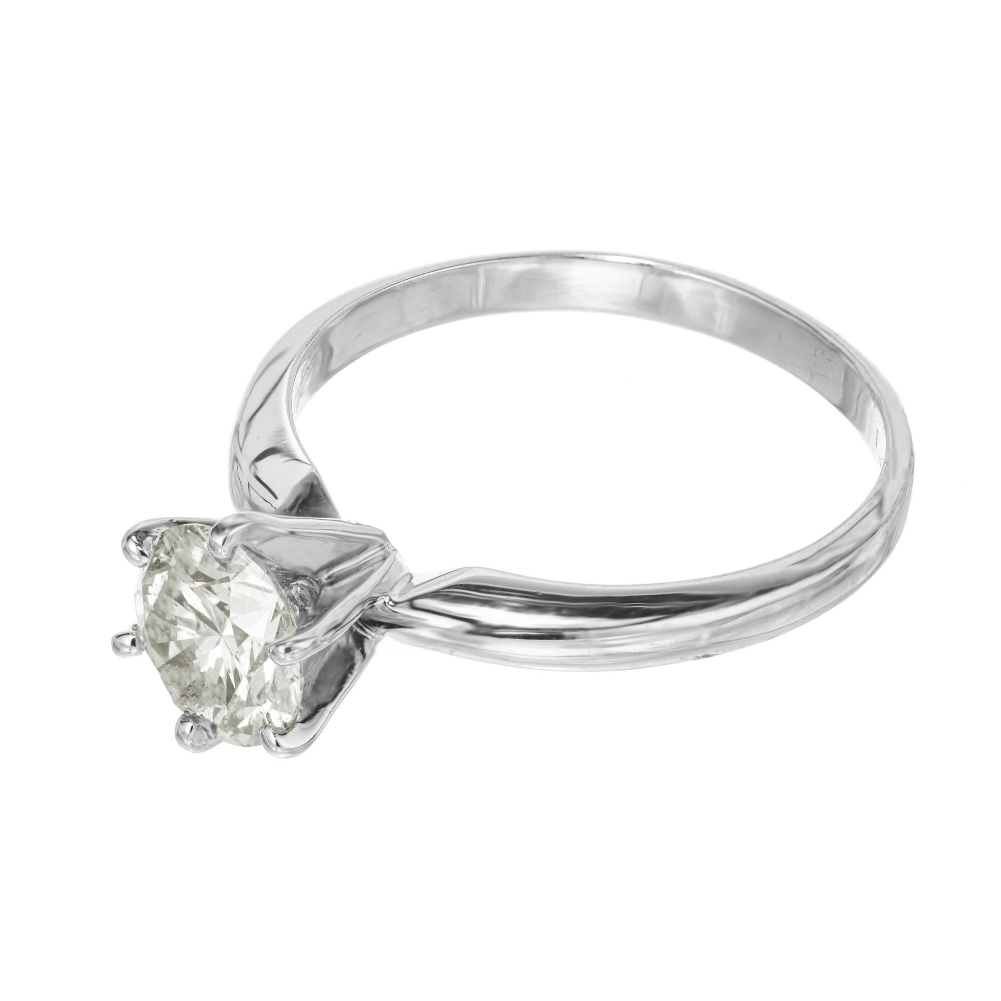 Round Cut EGL Certified 1.10 Carat Round Diamond Platinum Solitaire Engagement Ring For Sale