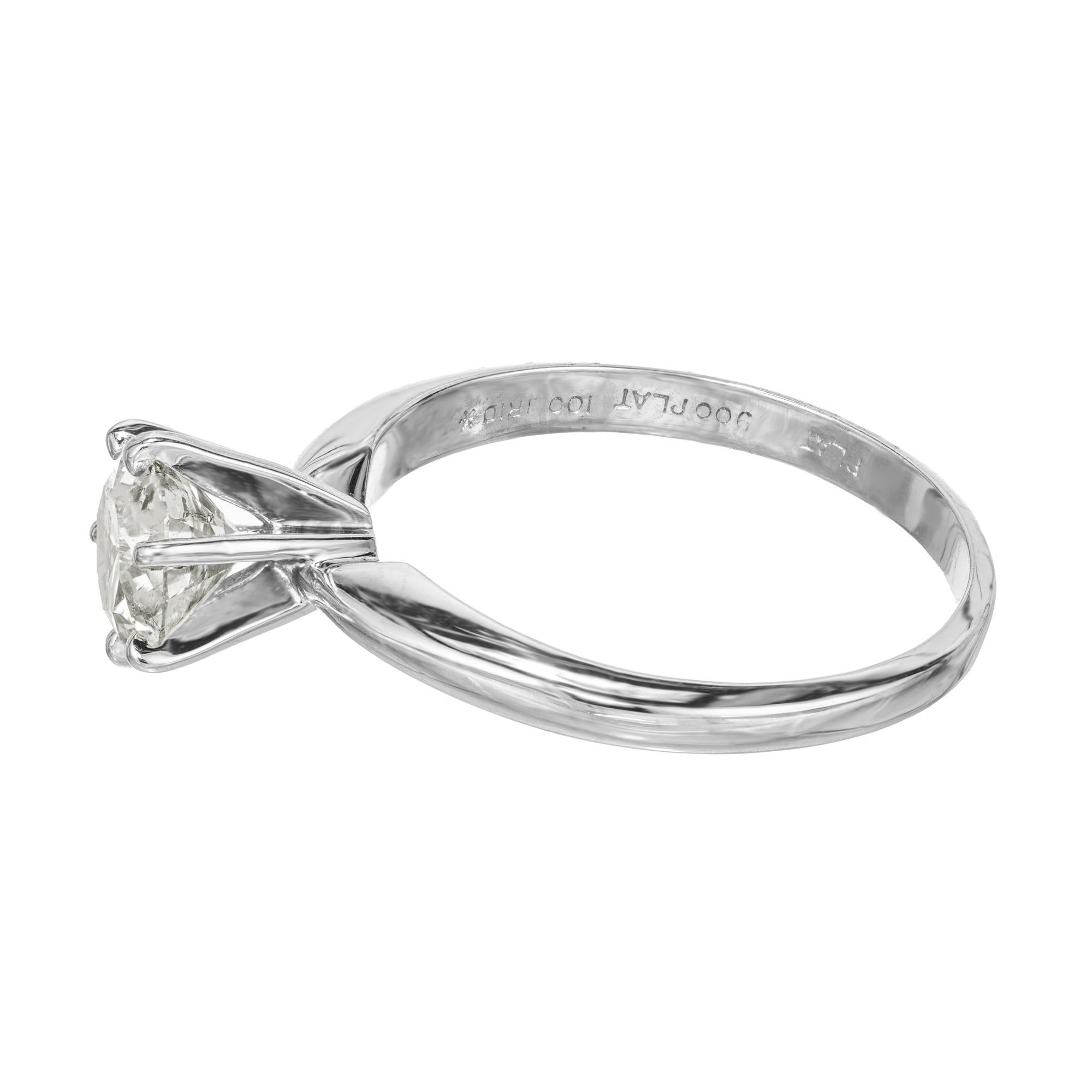 Women's EGL Certified 1.10 Carat Round Diamond Platinum Solitaire Engagement Ring For Sale