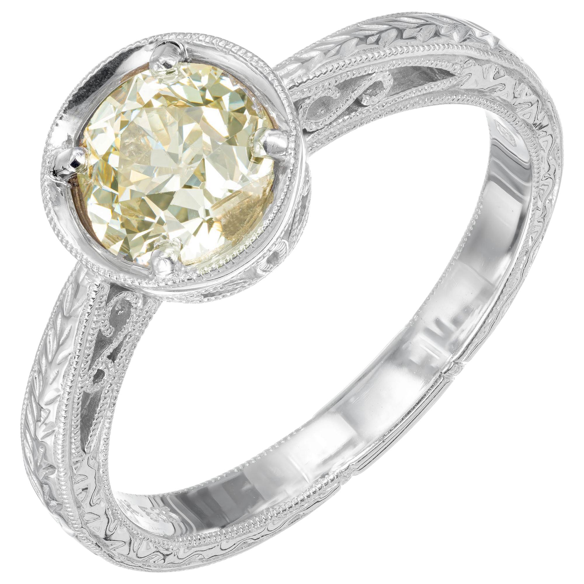 Bague de fiançailles solitaire en or blanc avec diamant certifié EGL de 1,11 carat