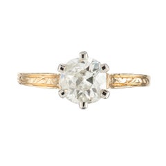 EGL Certified 1.12 Carat Old Mine Diamond Two Tone Gold Engagement Ring