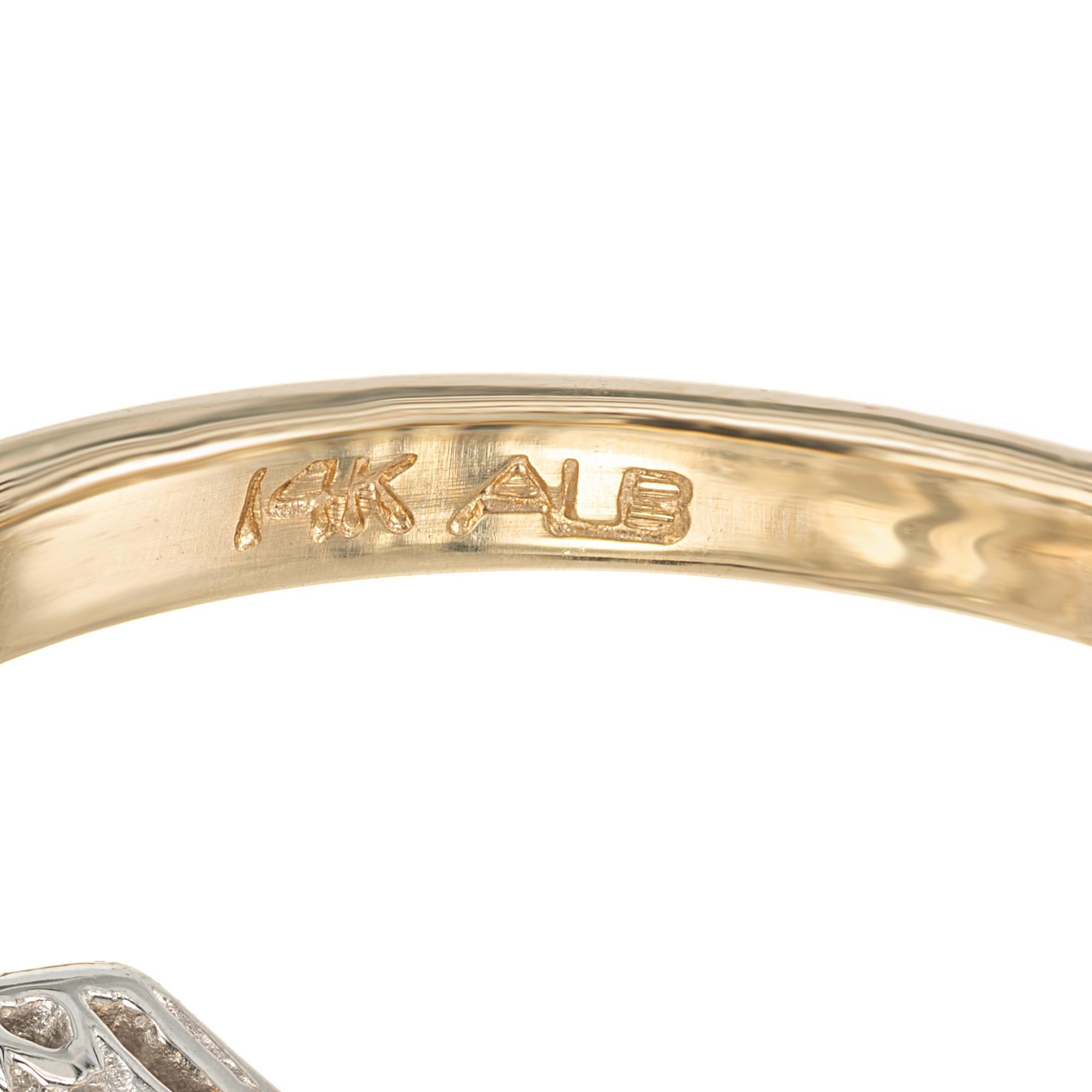 Bague de fiançailles en or bicolore certifiée EGL 1,12 carat diamant ancienne mine en vente 2