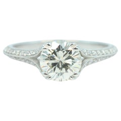 1,13 Karat Diamant-Verlobungsring aus Platin im Art-déco-Stil mit 0,22 Seiten
