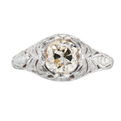 EGL Certified 1.13 Carat Yellow Brown Diamond White Gold Engagement Ring