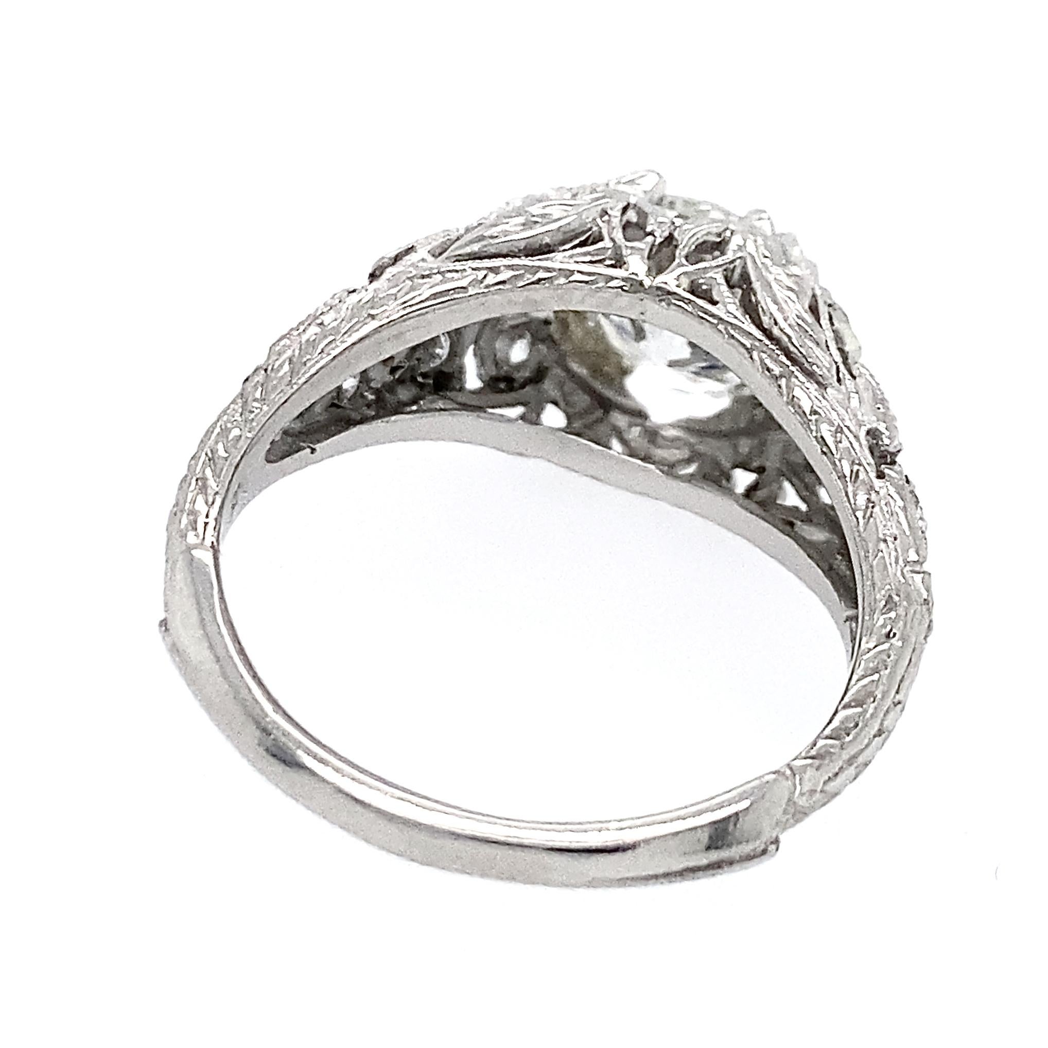 Women's Certified 1.14 Carat Diamond in Edwardian-Inspired Platinum Engagement Ring