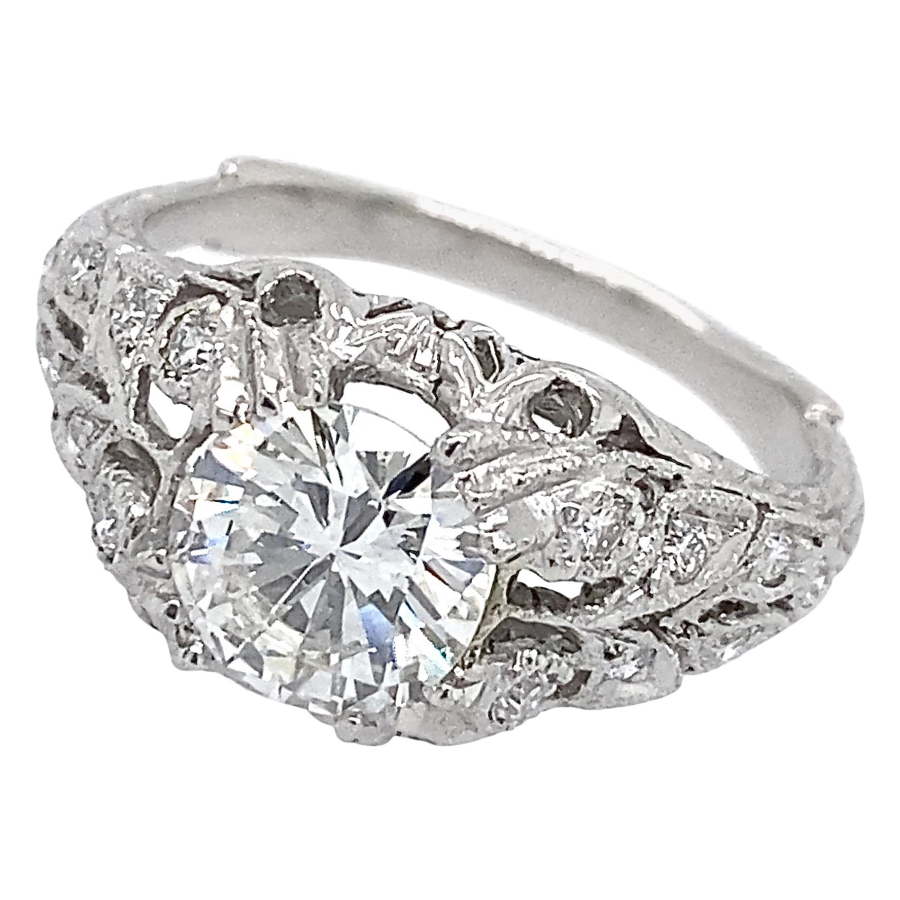 Certified 1.14 Carat Diamond in Edwardian-Inspired Platinum Engagement Ring