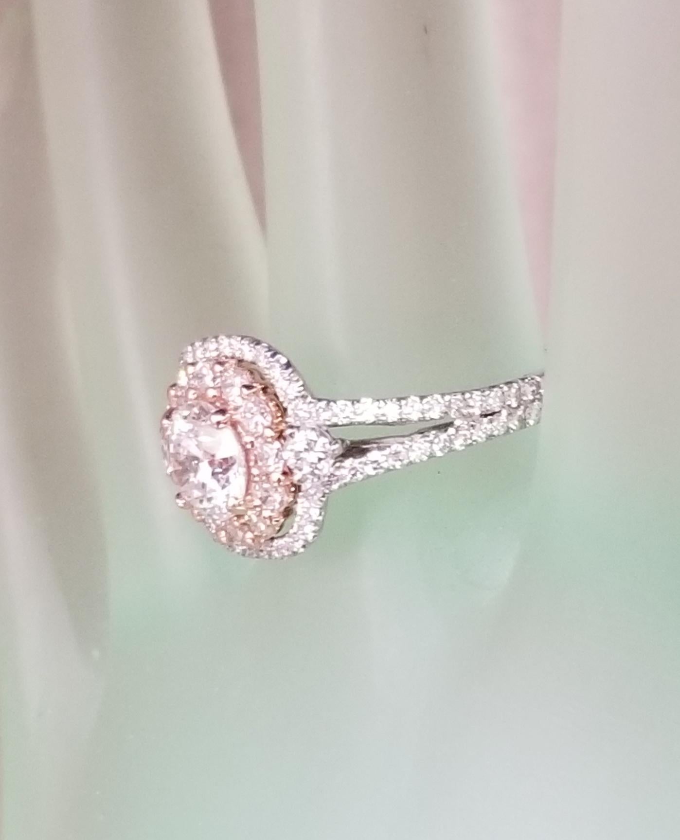 14k white and rose gold Total weight 2.45 Carat Brilliant Cut Diamond in Halo For Sale 1