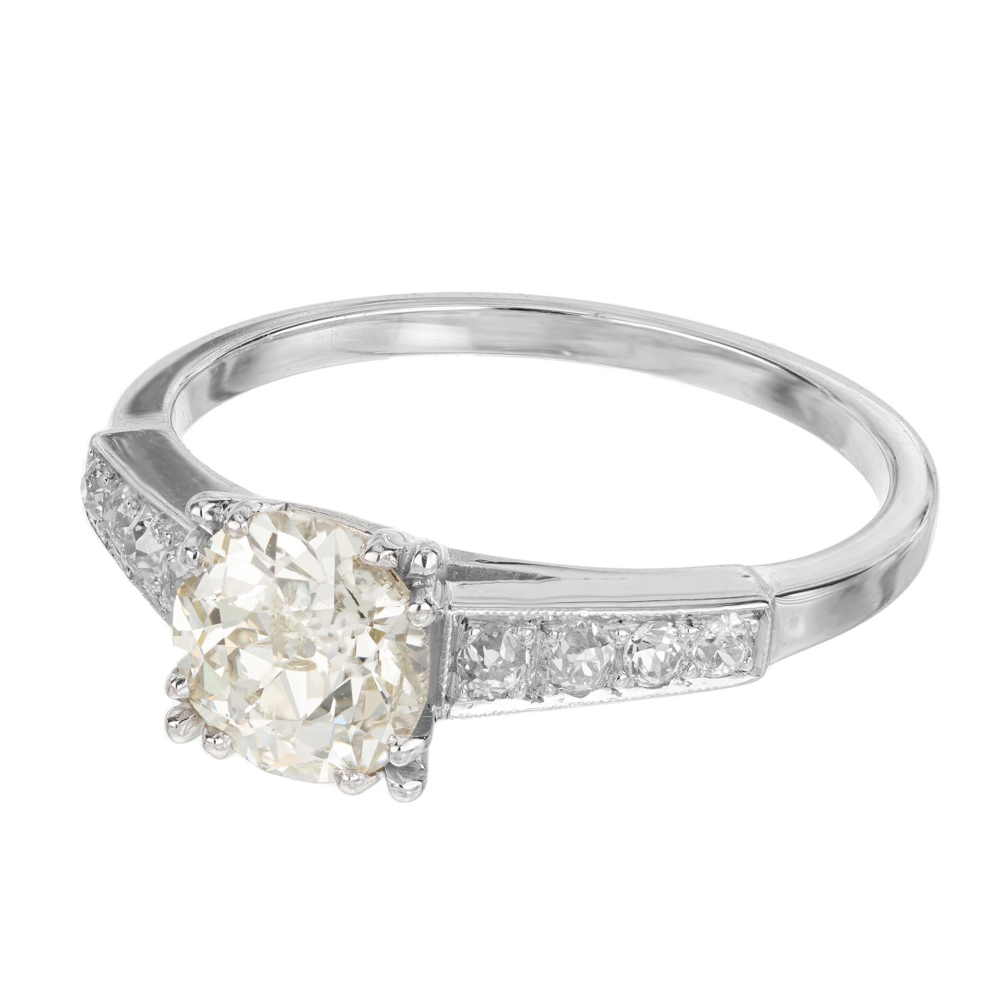 Old European Cut EGL Certified 1.15 Carat Diamond Platinum Engagement Ring  For Sale