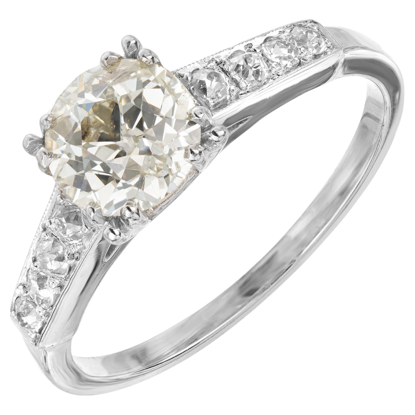 Bague de fiançailles en platine avec diamant certifié EGL de 1.15 carats  en vente