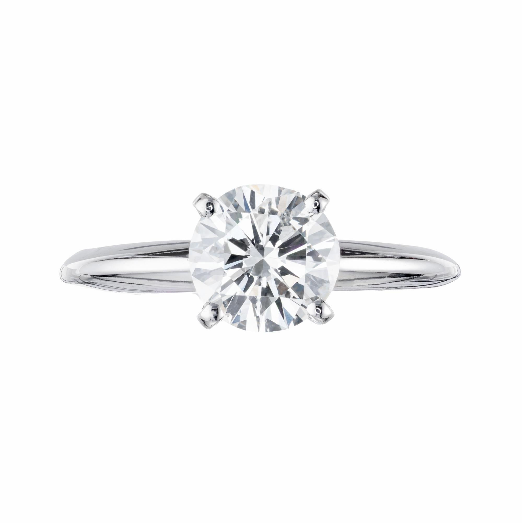 Bright white diamond engagement ring. 1.15 carat EGL certified, and laser inscribed. Clarity enhanced-no flaws visible to the eye

1 round brilliant cut diamond I-J SI3, approx. 1.15cts EGL Certificate # US400133358D
Size 6 and sizable
14k white