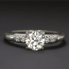 EGL Certified 1.15 Carat Old European Cut Diamond Engagement Ring in 14K White G