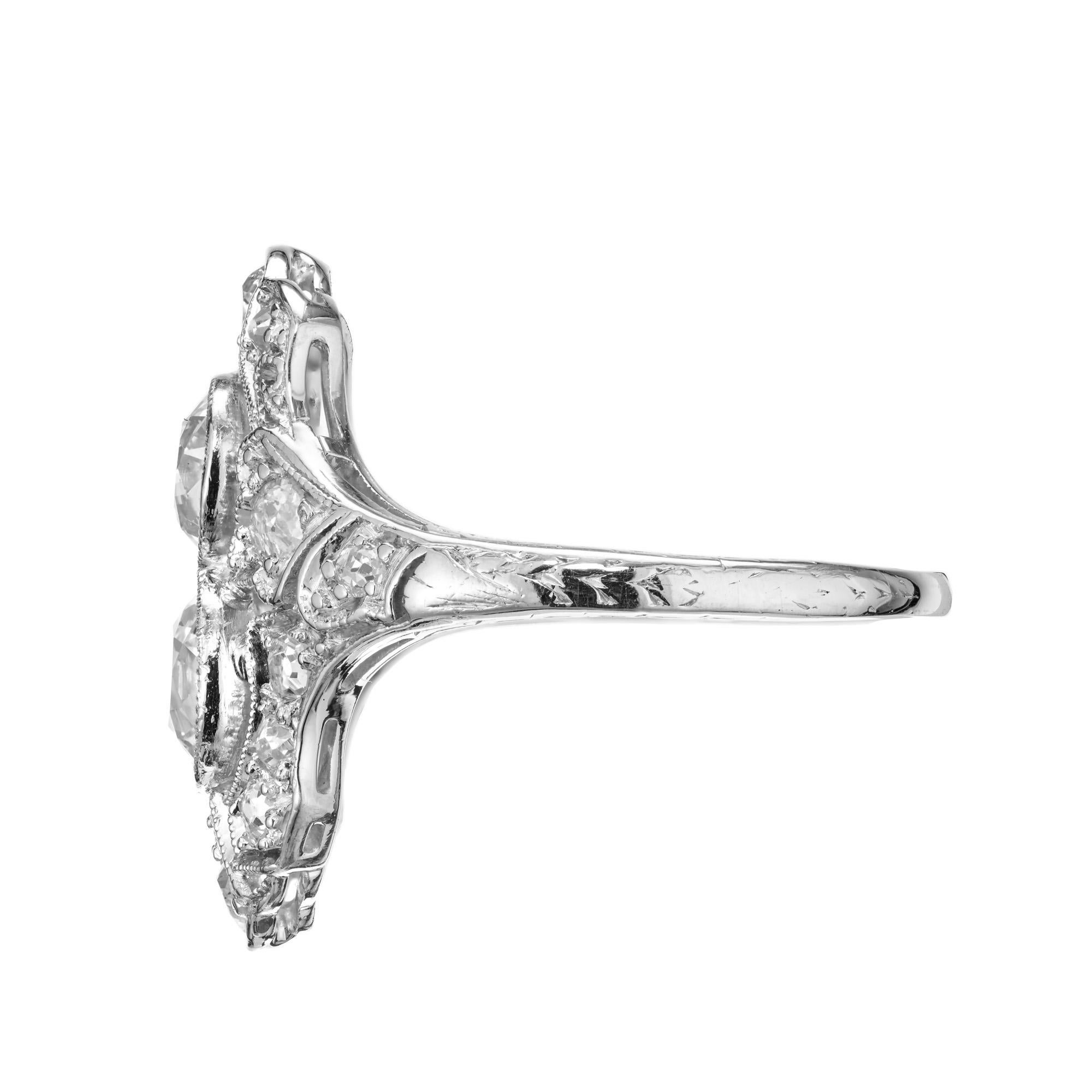 Old European Cut EGL Certified 1.16 Carat Diamond Platinum Filigree Ring  For Sale