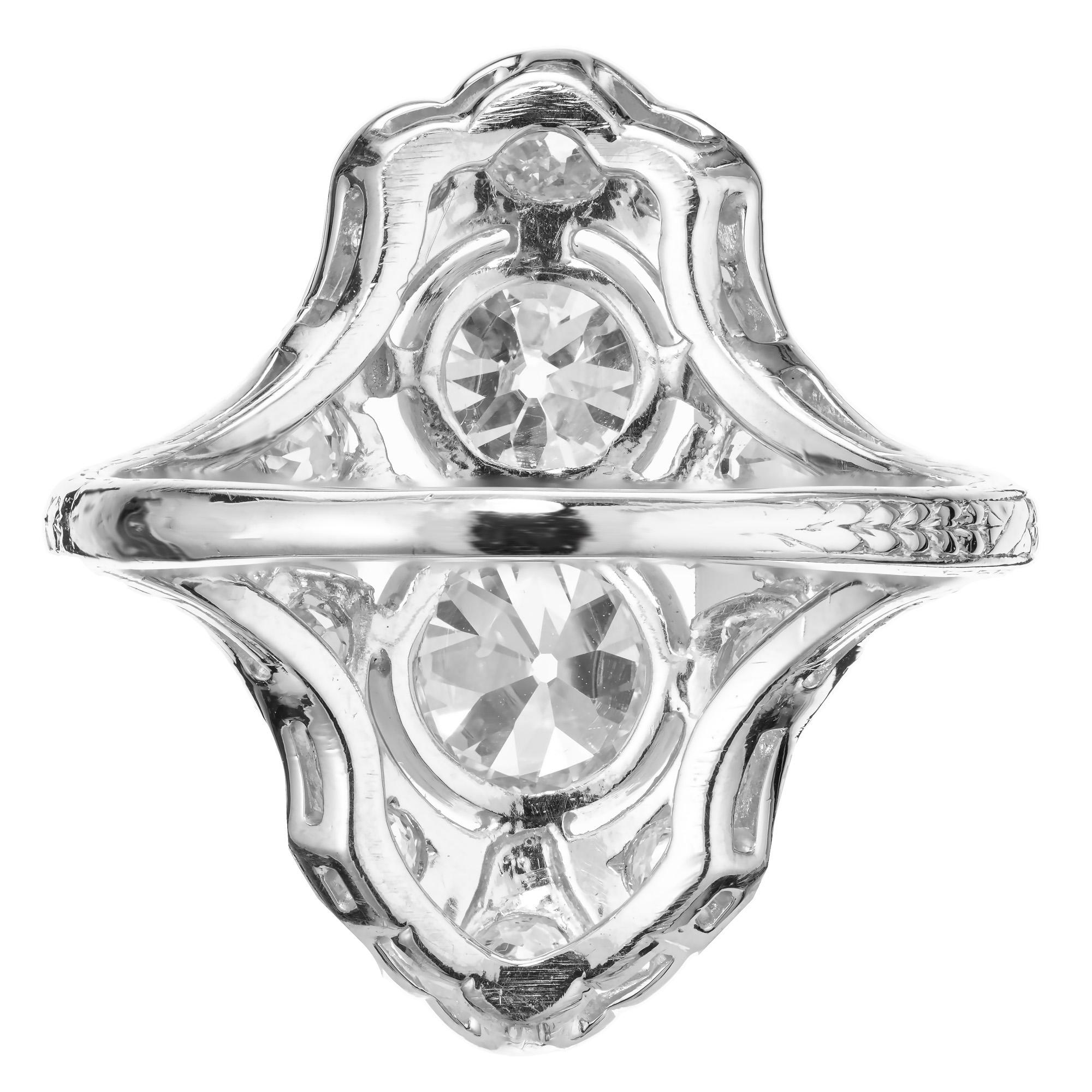 Women's EGL Certified 1.16 Carat Diamond Platinum Filigree Ring  For Sale