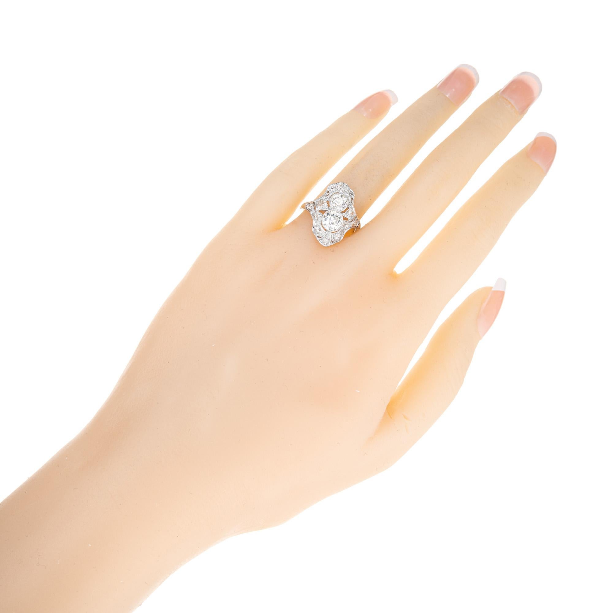 EGL Certified 1.16 Carat Diamond Platinum Filigree Ring  For Sale 2