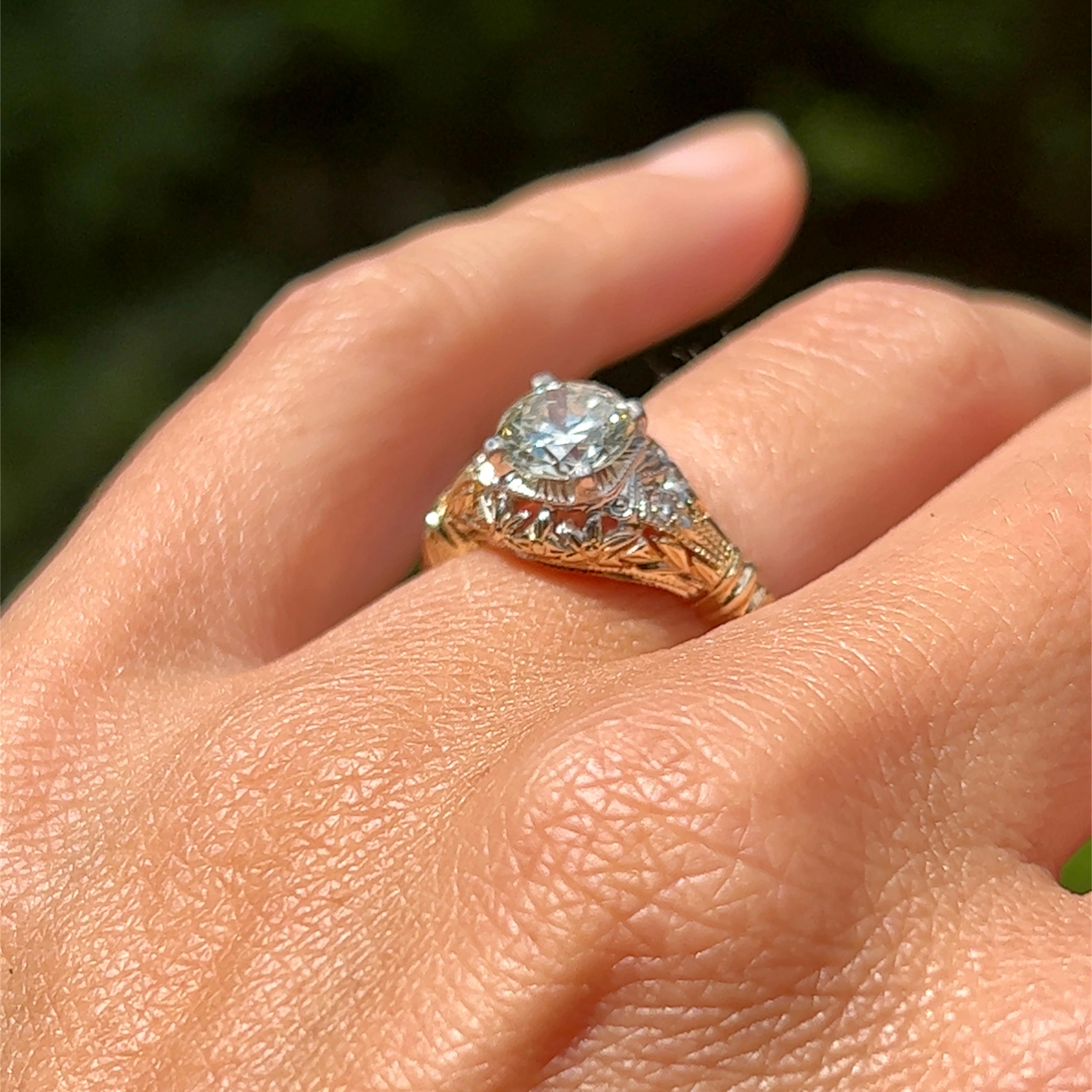 Filigraner Verlobungsring mit EGL-zertifiziertem 1,16 Karat Diamant im europäischen Schliff in 14K 5