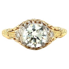 Filigraner Verlobungsring mit EGL-zertifiziertem 1,16 Karat Diamant im europäischen Schliff in 14K