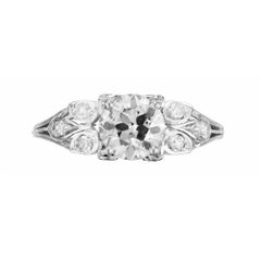 EGL Certified 1.18 Carat Diamond 18k White Gold Art Deco Engagement Ring