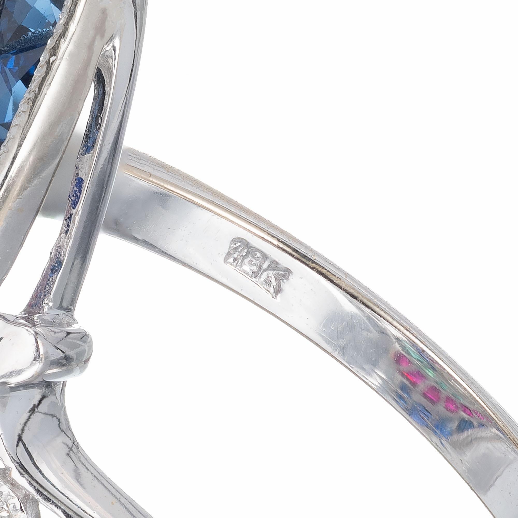 Women's Peter Suchy EGL 1.18 Carat Diamond Ruby Emerald Sapphire Gold Cocktail Ring