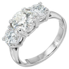 EGL Certified 1.18 Carat Round Diamond Platinum Three Stone Engagement Ring 