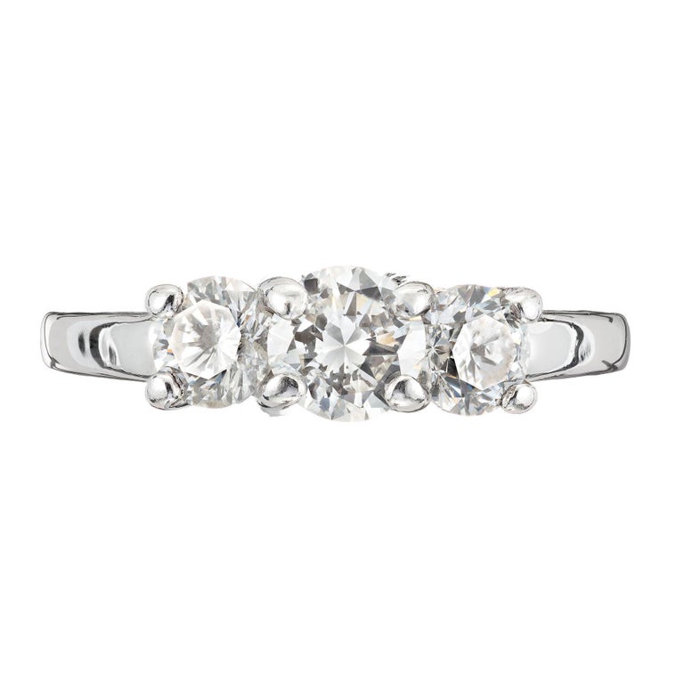 EGL Certified 1.20 Carat Diamond White Gold Three-Stone Engagement Ring ...