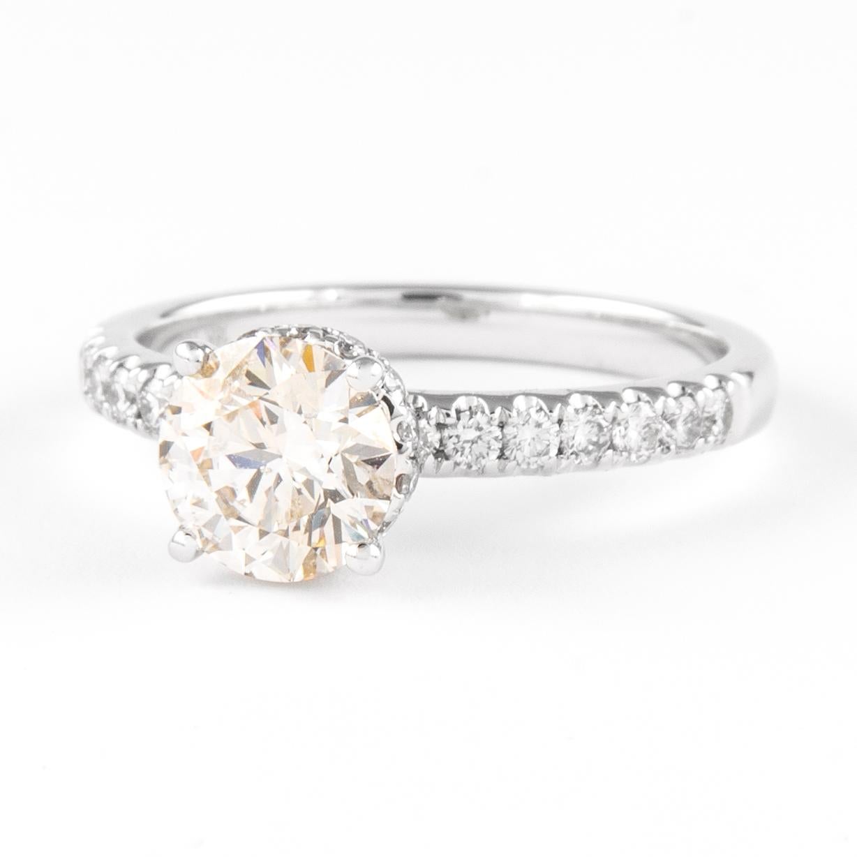 Contemporain Bague en or blanc 18 carats avec diamants ronds brillants de 1,20 carat certifiés EGL en vente