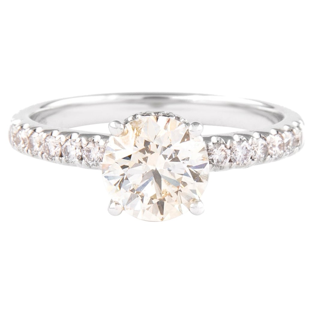 Bague en or blanc 18 carats avec diamants ronds brillants de 1,20 carat certifiés EGL en vente