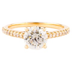 Anillo de diamantes brillantes redondos de 1,20 quilates con certificación EGL de oro amarillo de 18 quilates