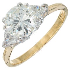 Vintage EGL Certified 1.20 Carat Round Diamond Two Tone Gold Engagement Ring 