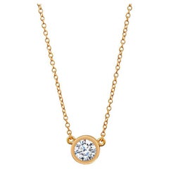 EGL Certified 1.22 Carat Natural Round Diamond Bezel Set Pendant Necklace